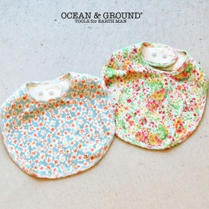 OCEAN&GROUND オーシャンアンドグラウンド Popping Flower＆Garden柄スタイ（F）フラワー＆ガーデン柄　出産祝い【メール便可】