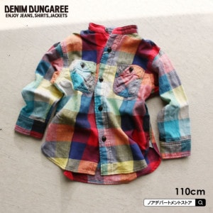 デニム＆ダンガリー DENIM DUNGAREE DD ニーノチェック ノーカラーシャツ（110cm）子供服 722102【メール便不可】
