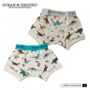 オーシャンアンドグラウンド Ocean＆Ground ボクサーパンツ　Happy Dinosaur（100cm 110cm 120cm 130cm 140cm）【4枚までメール便可】新学期 肌着