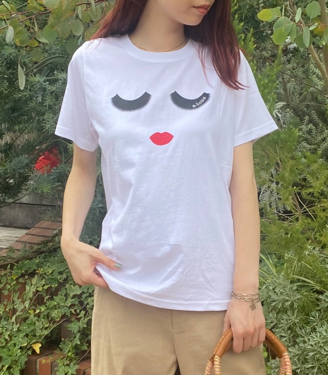 【a-jolie】アイラッシュフェイスプリントTシャツ★☆AJ-180531/21SS