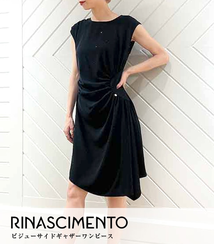 【SALE】【Rinascimento】ビジューサイドギャザーワンピース■RIN120279