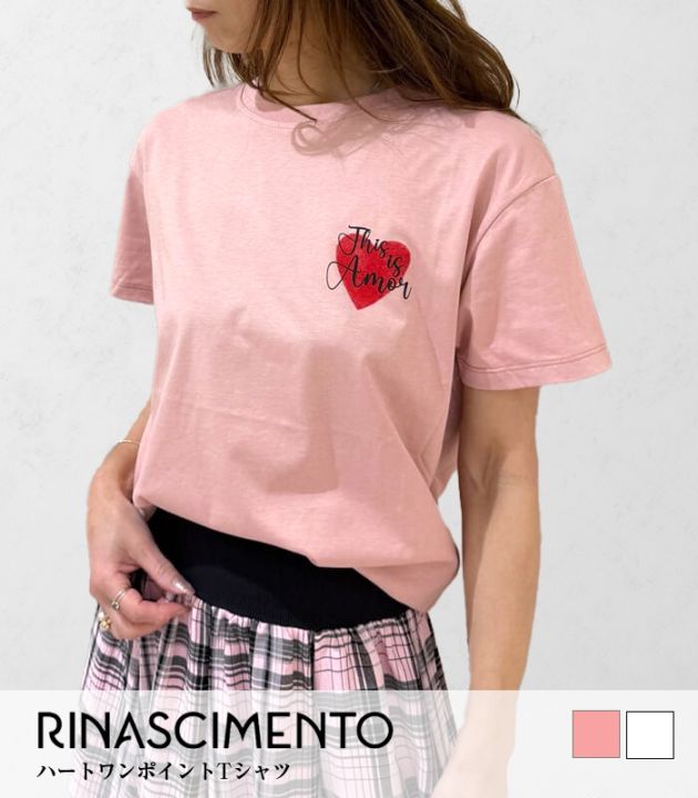 【SALE】【Rinascimento】ハートワンポイントTシャツ▼☆ITRIN124701