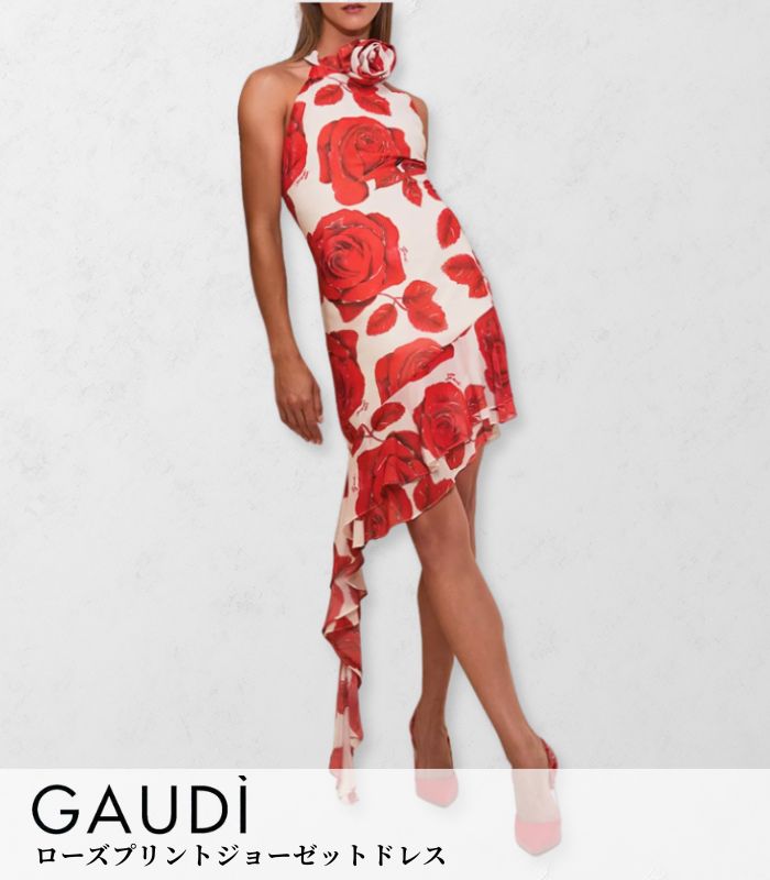 【SALE】【GAUDi】ローズプリントジョーゼットドレス■IT511FD15011