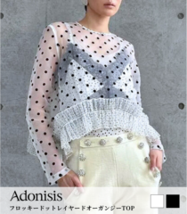 【Adonisis】フロッキードットレイヤードオーガンジーTOP★☆250316