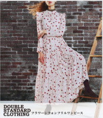 【DOUBLE STANDARD CLOTHING/Sov.】フラワーシフォンフリルワンピース★☆0201-310-253