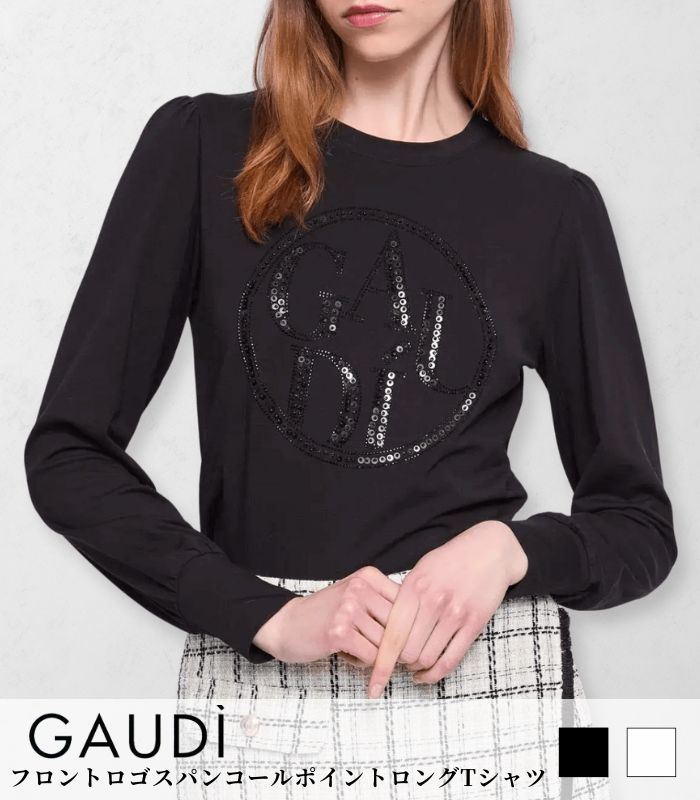 【GAUDI】フロントロゴスパンコールポイントロングTシャツ★☆IT521BD64027