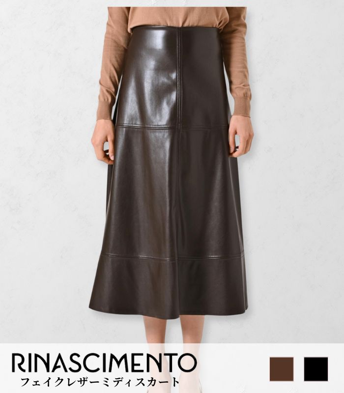 【RINASCIMENTO】フェイクレザーミディスカート★ITRIN124952