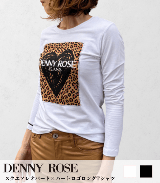 【DENNY ROSE】スクエアレオパード×ハートロゴロングTシャツ★IT521ND64009