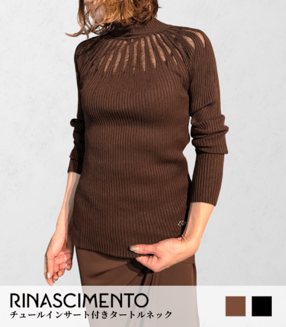 【Rinascimento】チュールインサート付きタートルネック★ITRIN12040