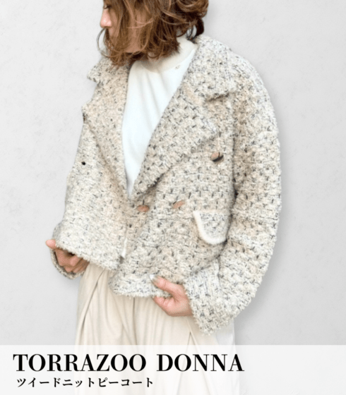 【TORRAZZO DONNA】ツイードニットピーコート★6260-392