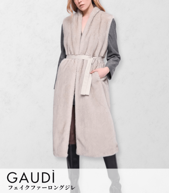 【GAUDI】フェイクファーロングジレ★IT521FD39007