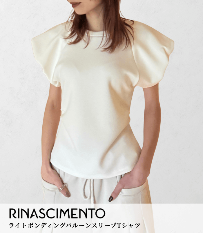 【RINASCIMENTO】ライトボンディングバルーンスリーブTシャツ★ITRIN128153