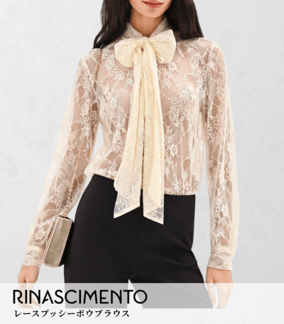 【RINASCIMENTO】レースプッシーボウブラウス★ITRIN127567