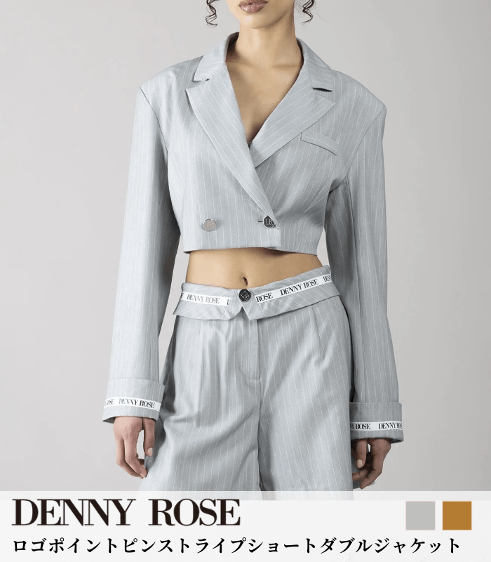 【DENNY ROSE】ロゴポイントピンストライプショートダブルジャケット★IT611DD35018