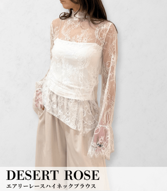 【DESERT ROSE】エアリーレースハイネックブラウス★☆BDBL-18
