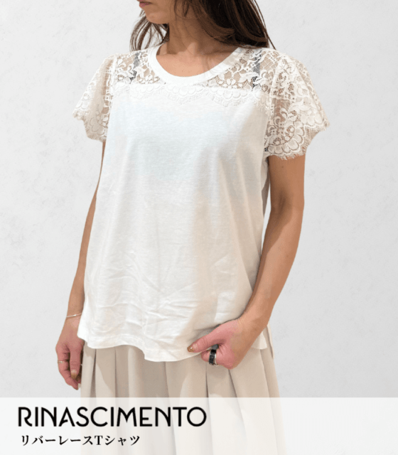 【RINASCIMENTO】リバーレースTシャツ★ITRIN128087