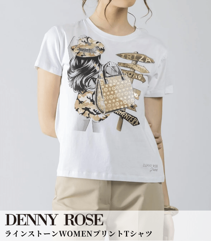 【DENNY ROSE】ラインストーンWOMENプリントTシャツ★IT611ND64044