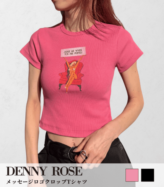 【DENNY ROSE】メッセージロゴクロップ Tシャツ★IT611DD64016