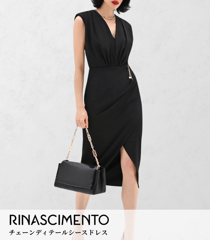 【RINASCIMENTO】チェーンディテールシースドレス★ITRIN20287