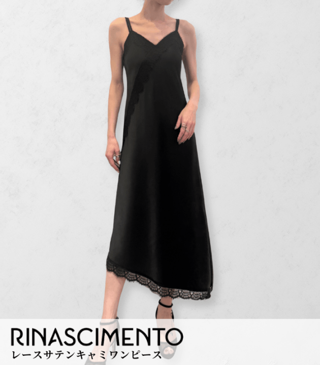【RINASCIMENTO】レースサテンキャミワンピース★ITRIN127456