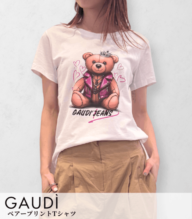 【GAUDI】ベアープリントTシャツ★IT611BD64073