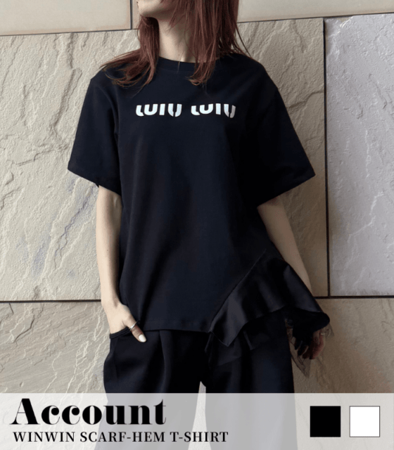 【Account MICALLE】WINWIN SCARF-HEM T-SHIRT★MAD113TEB