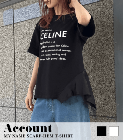 【Account MICALLE】MY NAME SCARF-HEM T-SHIRT★MAD109TEB