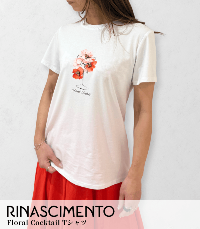 【RINASCIMENTO】Floral Cocktail Tシャツ★ITRIN129257