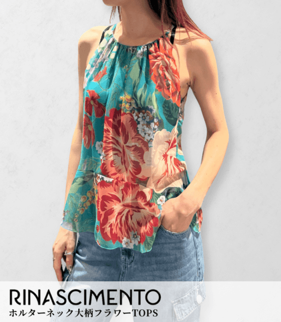 【RINASCIMENTO】ホルターネック大柄フラワーTOPS★ITRIN128862