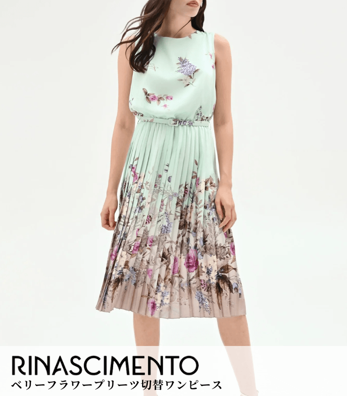 【RINASCIMENTO】ベリーフラワープリーツ切替ワンピース★ITRIN128212