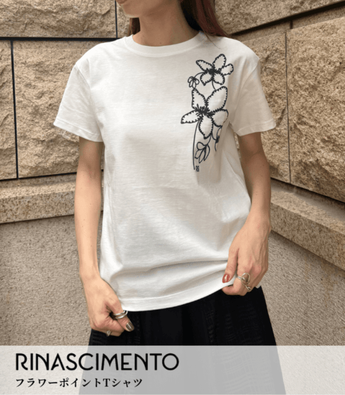 【RINASCIMENTO】フラワーポイントTシャツ★ITRIN129813