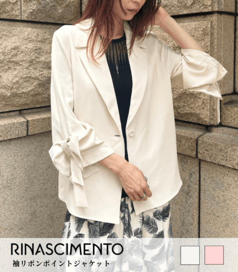 【RINASCIMENTO】袖リボンポイントジャケット★ITRIN129867