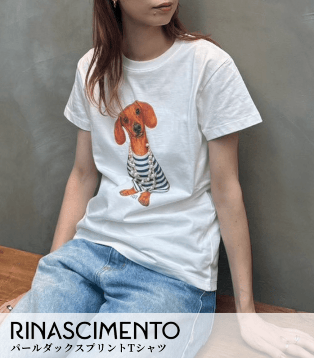 【RINASCIMENTO】パールダックスプリントTシャツ★ITRIN129814