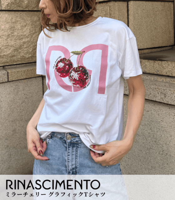 【SALE】【RINASCIMENTO】ミラーチェリー グラフィックTシャツ▼☆ITRIN129214