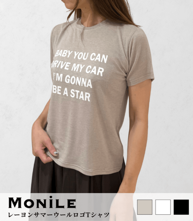 【SALE】【MoNiLE】レーヨンサマーウールロゴTシャツ▼2895