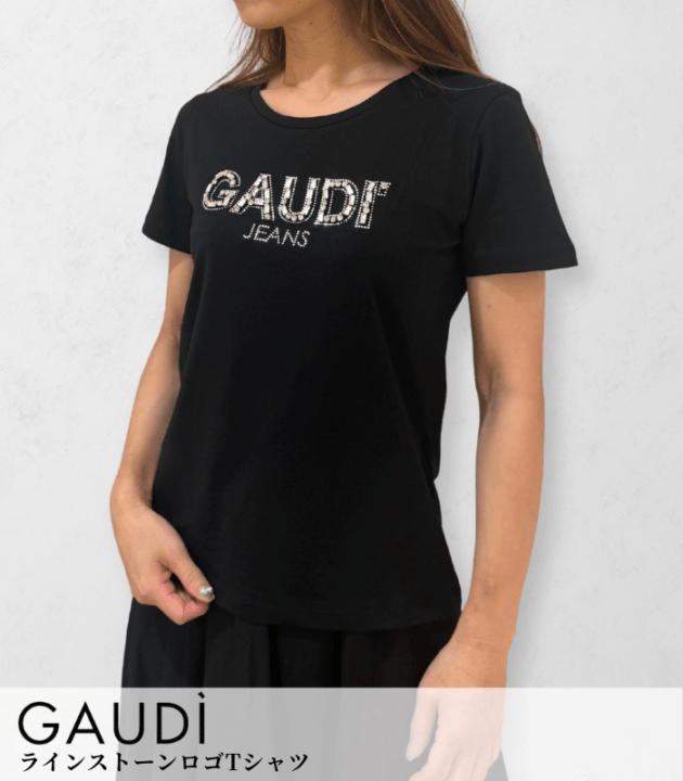 【SALE】【GAUDI】ラインストーンロゴTシャツ▼IT611BD64067