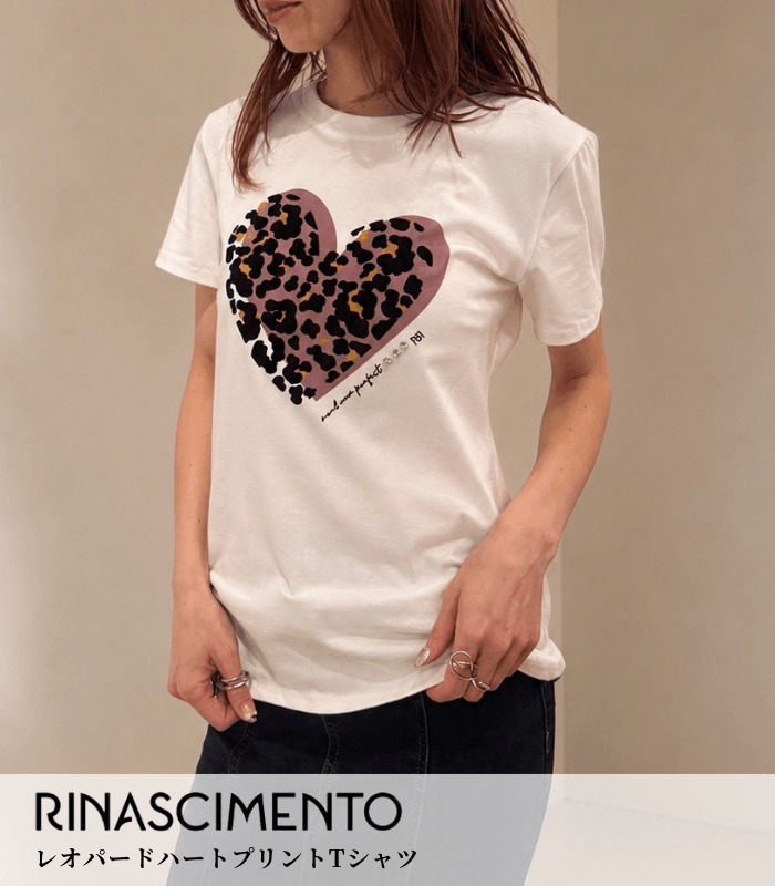 【RINASCIMENTO】レオパードハートプリントTシャツ★☆ITRIN130099