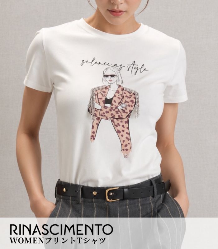 【RINASCIMENTO】WOMENプリントTシャツ★☆ITRIN130098