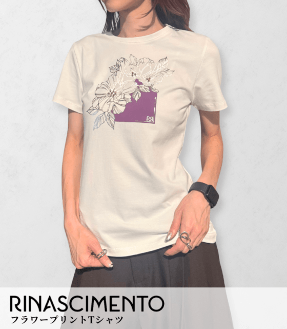 【RINASCIMENTO】フラワープリントTシャツ★☆ITRIN130519