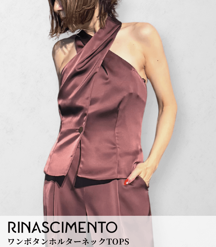 【SALE】【RINASCIMENTO】ワンボタンホルターネックTOPS■ITRIN128795