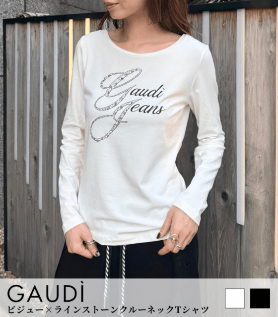 【GAUDI】ビジュー×ラインストーンクルーネックTシャツ★IT621BD64026