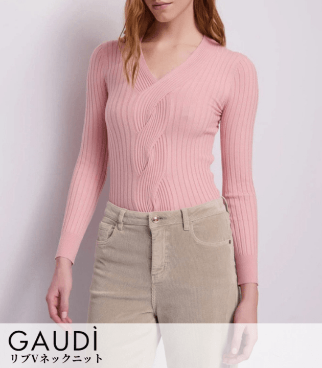 【GAUDI】リブVネックニット★IT621BD53008