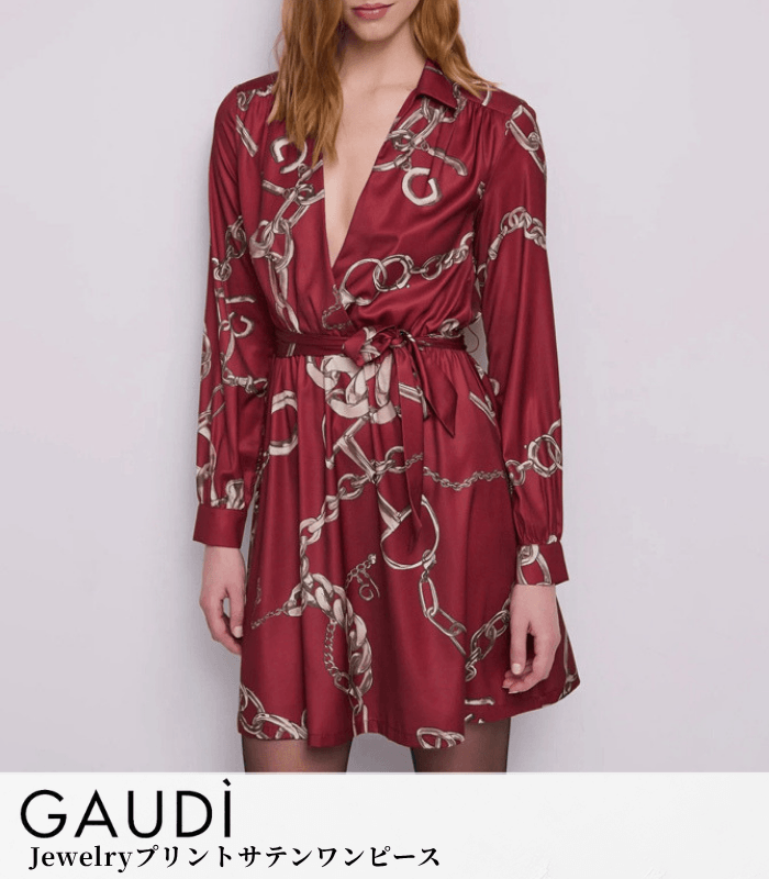 【GAUDI】Jewelryプリントサテンワンピース★IT621BD15003