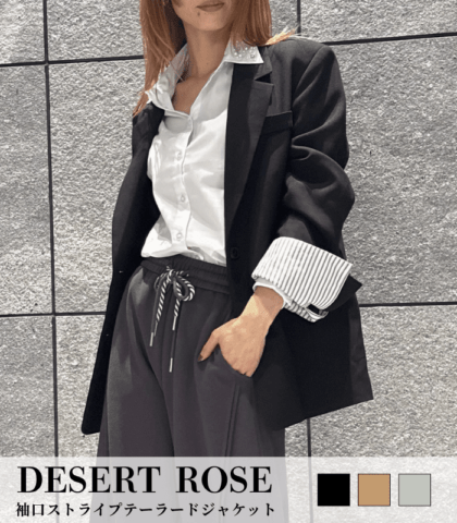 【DESERT ROSE】袖口ストライプテーラードジャケット★DSJK-14