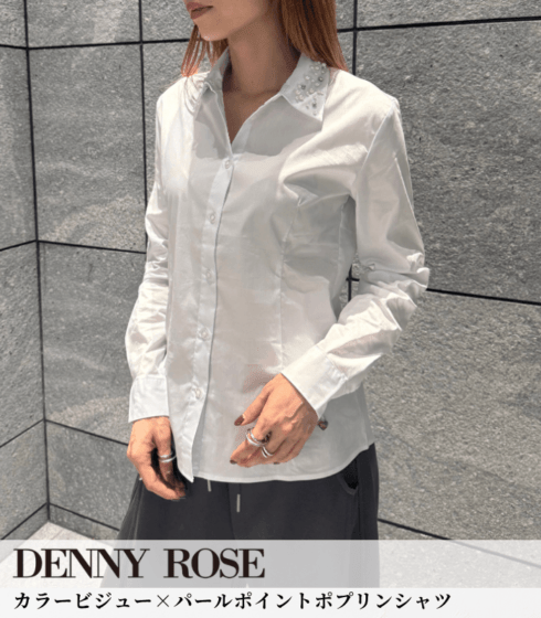 【DENNY ROSE】カラービジュー×パールポイントポプリンシャツ★IT621ND45022