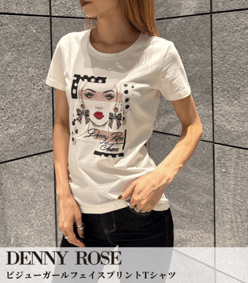 【DENNY ROSE】ビジューガールフェイスプリントTシャツ★☆IT621ND64017