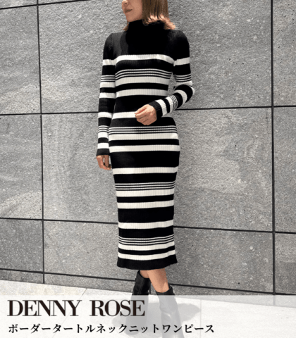 【DENNY ROSE】ボーダータートルネックニットワンピース★IT621ND13003