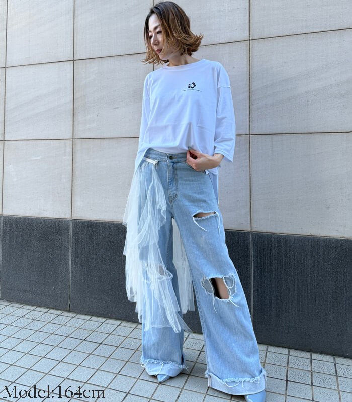 【MAISON MAVERICK PRESENTS】バックプリントミディアムスリーブTシャツ★☆MM5137