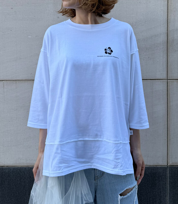 【MAISON MAVERICK PRESENTS】バックプリントミディアムスリーブTシャツ★☆MM5137