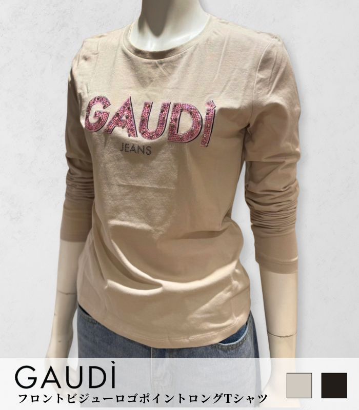【GAUDI】フロントビジューロゴポイントロングTシャツ★☆IT521BD64017